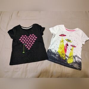 2 Spotted Zebra, Alien Theme Tee Shirts, Size 3T